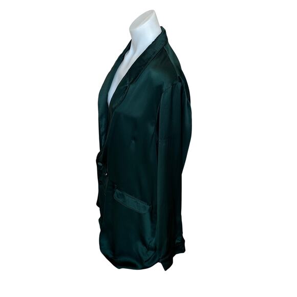 Silk Laundry Dark Green Silk Oversized Blazer XL Boxy Unstructured Designer $345 - Picture 10 of 13